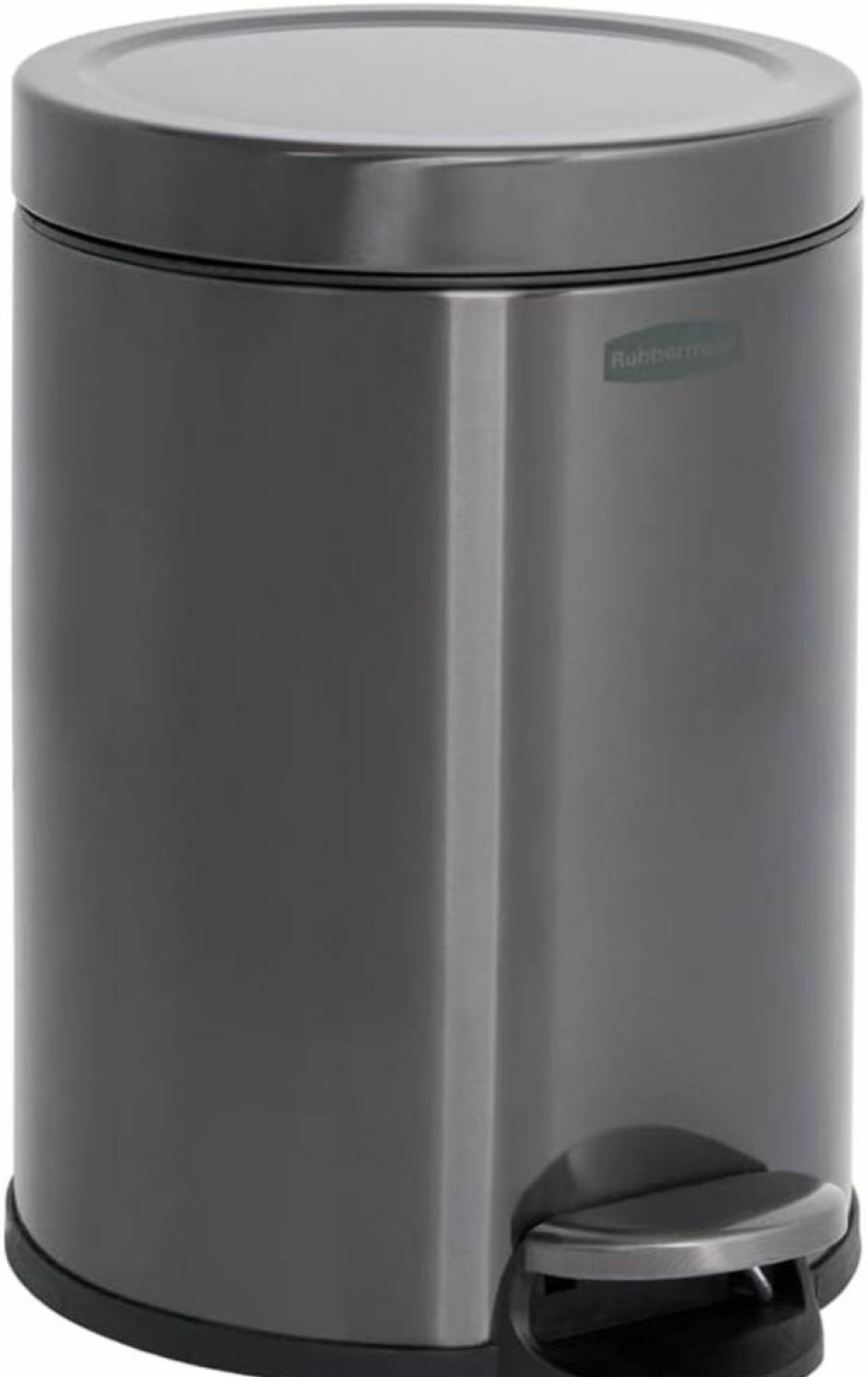 Rubbermaid 2.6-Gallon Slim Step-On Stainless Steel Trash Can with Lid - Charcoal Waste Bin for Kitchen, Bathroom, or Home