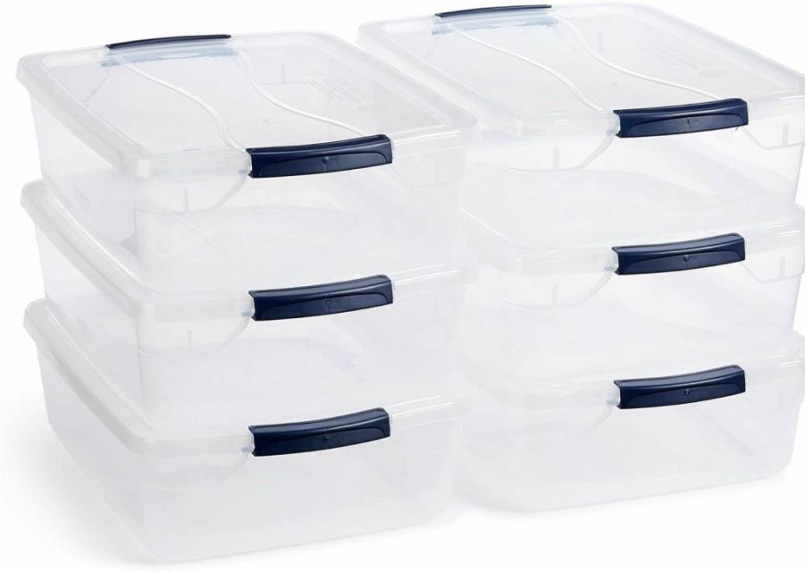 Rubbermaid 17 Qt Clear Stackable Storage Bins with Latching Lids, 6-Pack, BPA-Free, Made in USA, Durable Plastic Containers for Home Organization
