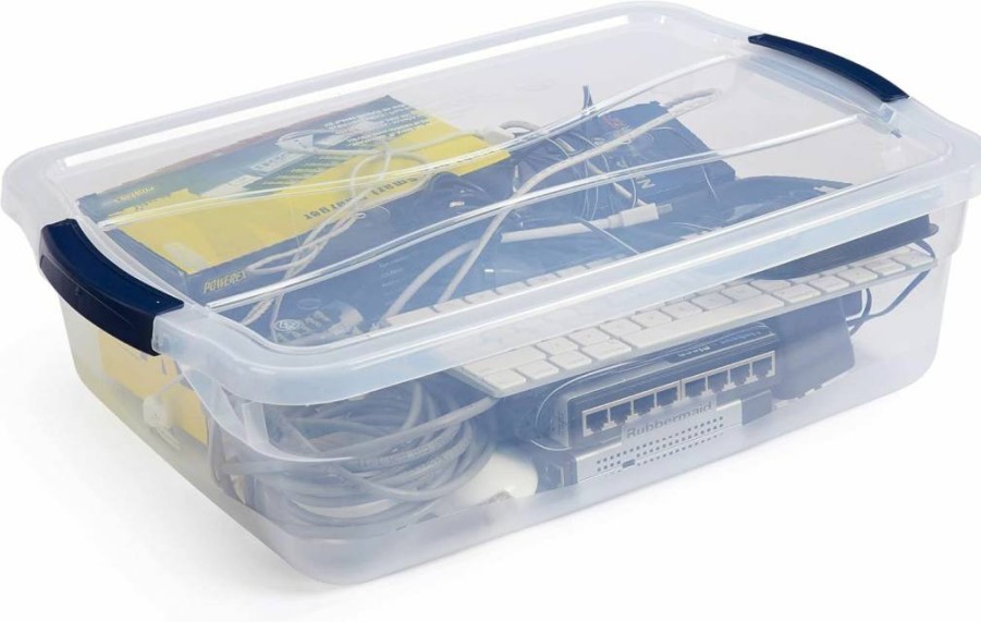 Rubbermaid 17 Qt Clear Stackable Storage Bins with Latching Lids, 6-Pack, BPA-Free, Made in USA, Durable Plastic Containers for Home Organization