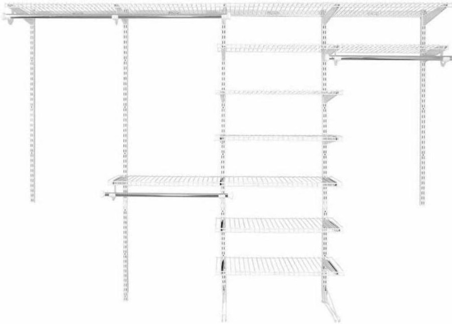 Rubbermaid Adjustable Wire Shelving Kit 3-6 Ft - Expandable Closet Organizer System for Pantry, Laundry, Mudroom - White Metal Shelves with Hardware Included