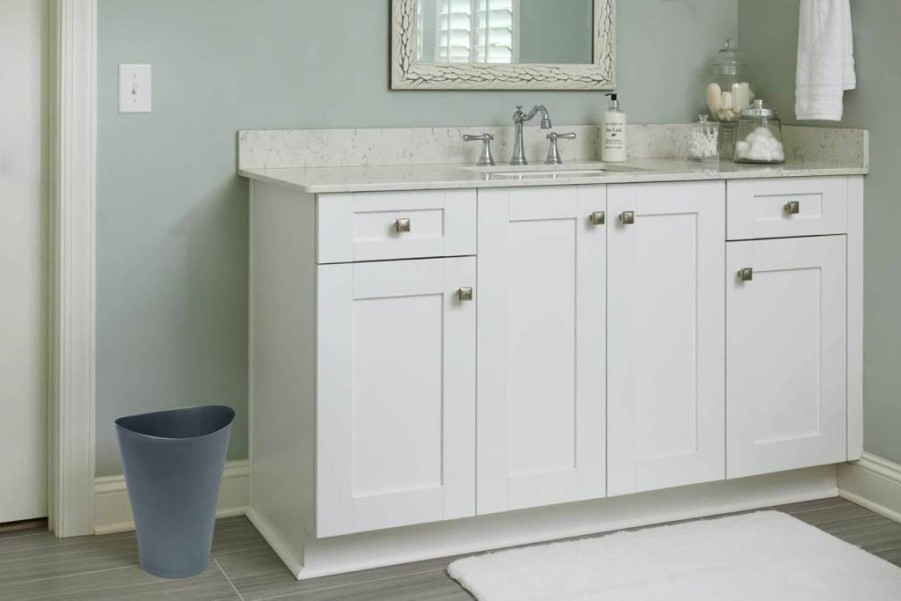 Rubbermaid White 9 Quart Modern Open Vanity Trash Can for Bathroom & Home Spa
