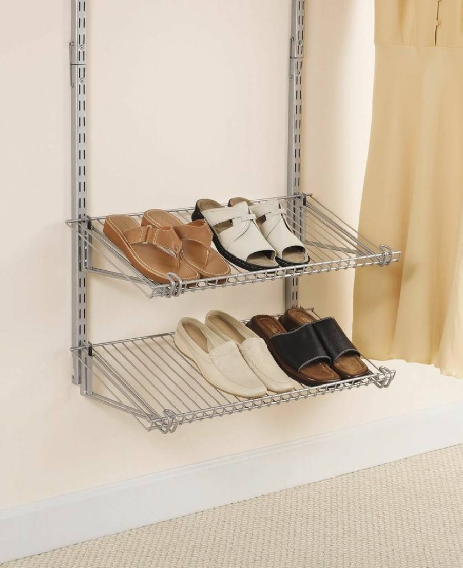 Rubbermaid Floating Shoe Shelf - Adjustable Titanium Storage Organizer for Home, Laundry, Bathroom, Mudroom, Pantry, and Closet