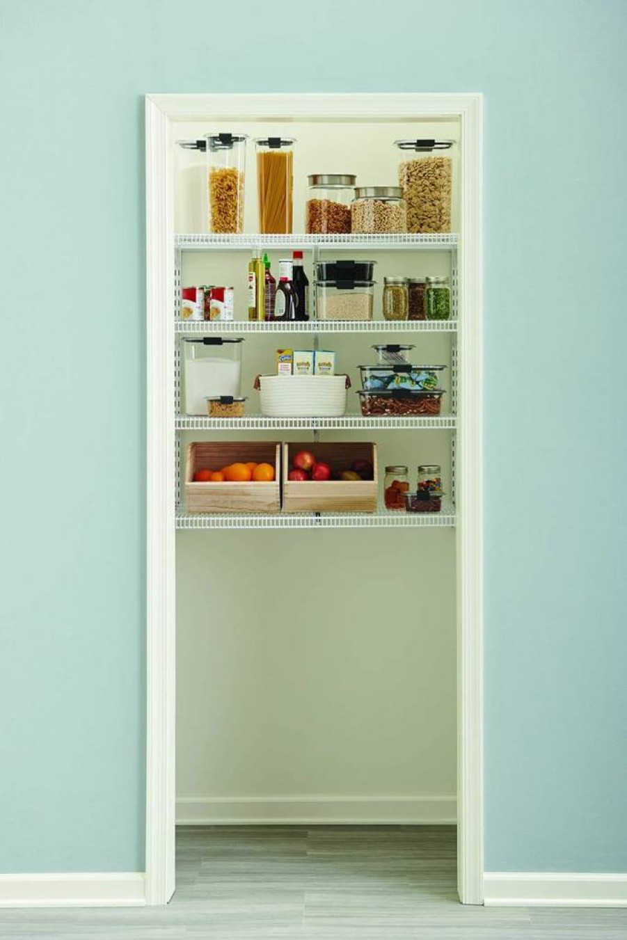 Rubbermaid 36-Inch Pantry Organizer Kit with Satin Nickel Finish for Closet Storage and Home Organization