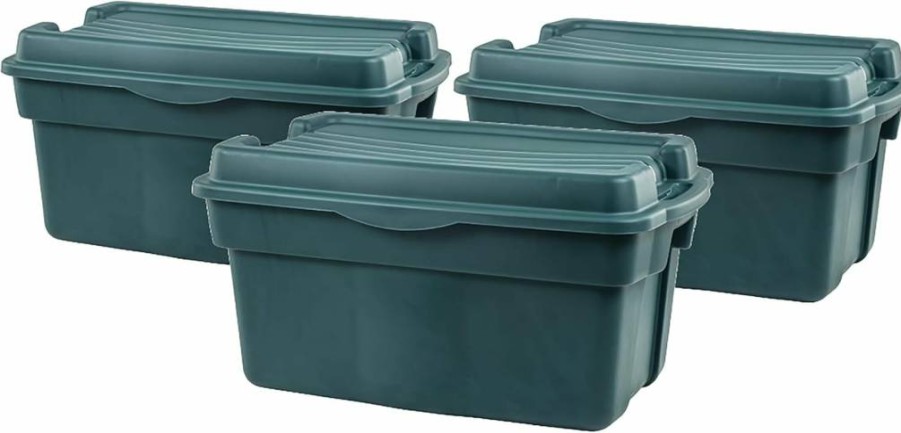 Rubbermaid 3-Pack 37-Gallon Heavy-Duty Storage Bins with High-Top Lids for Garage, Home, and Organization