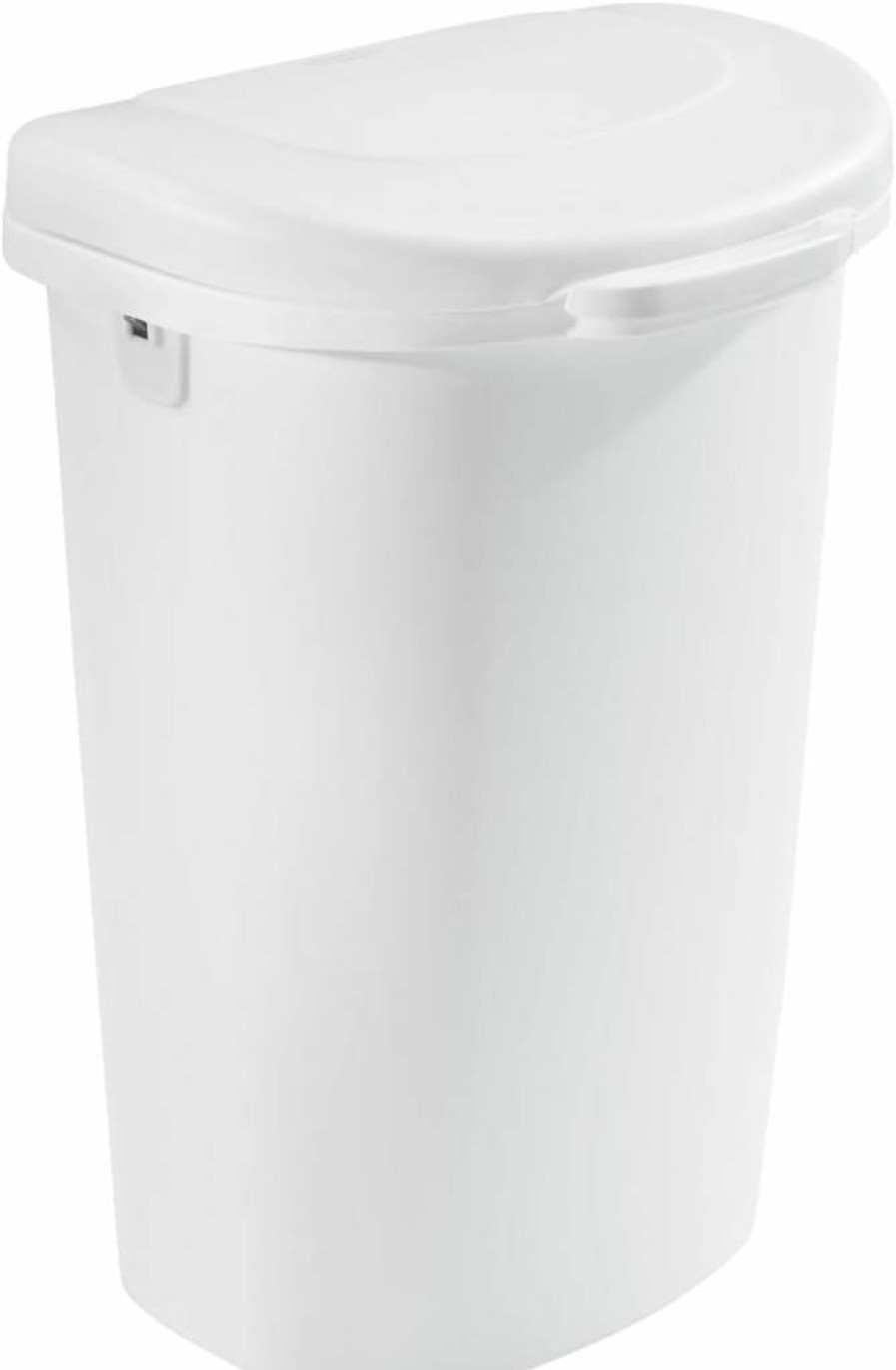 Rubbermaid 12.2 Gallon Black Touch-Top Trash Can with Lid for Kitchen, Home, Apartment & Garage Waste Disposal