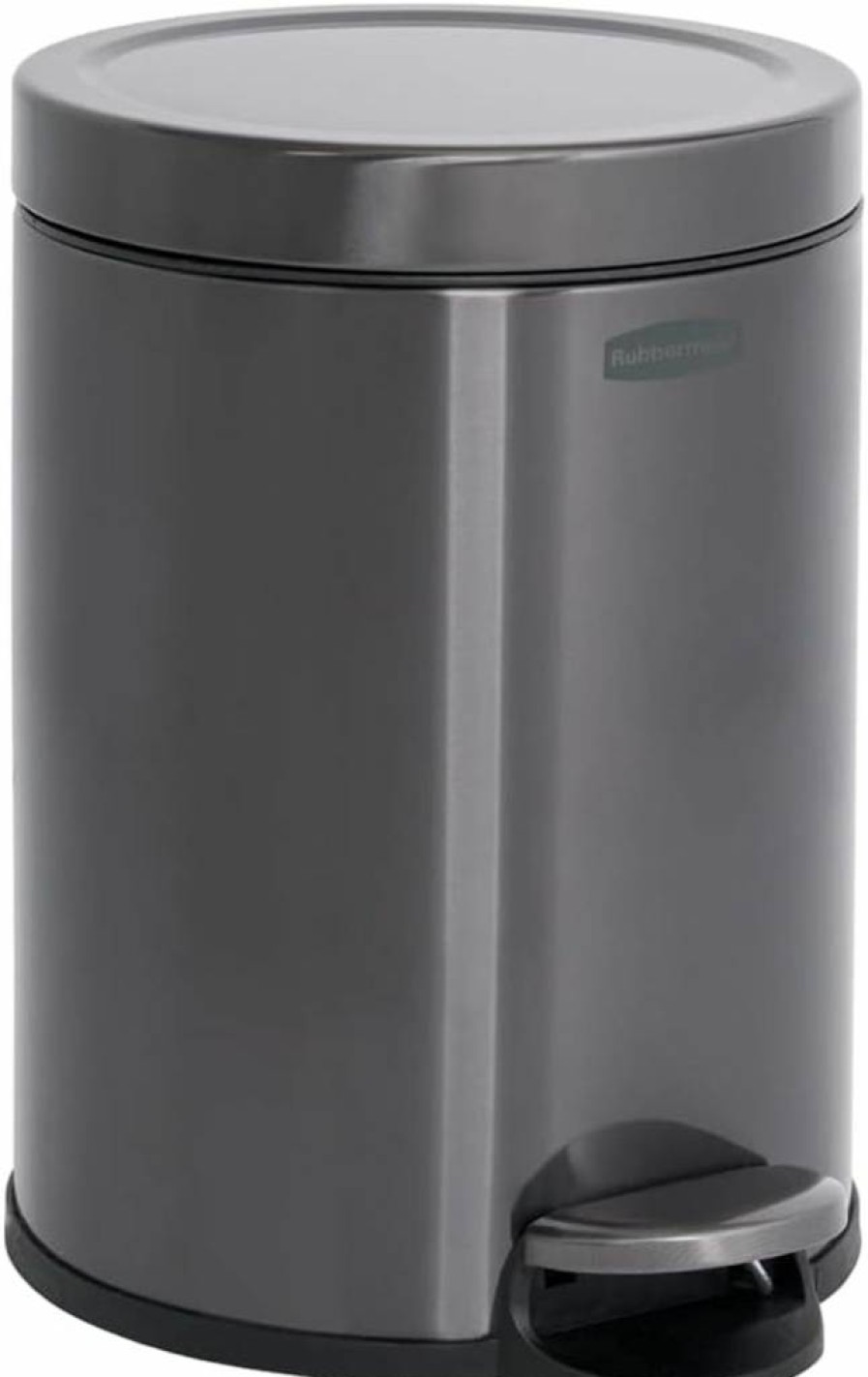 Rubbermaid 1.6-Gallon Stainless Steel Step-On Trash Can with Lid, Charcoal Waste Bin for Kitchen, Bathroom, Office & Home