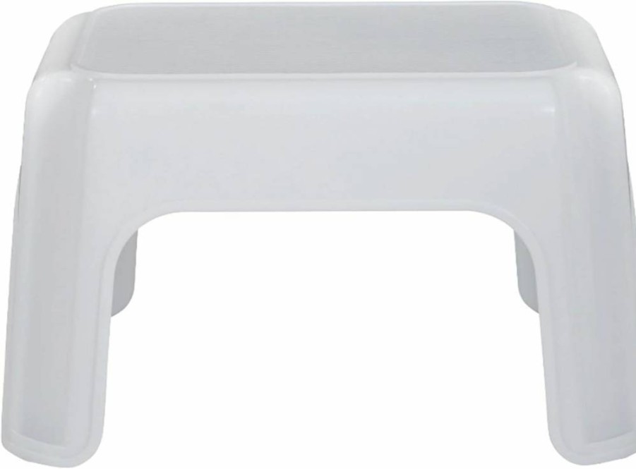 Rubbermaid 9.5-Inch White Plastic Step Stool for Kids and Adults - Non-Slip Kitchen, Bathroom, Laundry, Garage Stool