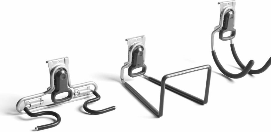 Rubbermaid FastTrack Organizer Hooks Kit - Black Utility Hook, 2-Handle Hook, and Hose Hook for Wall Storage